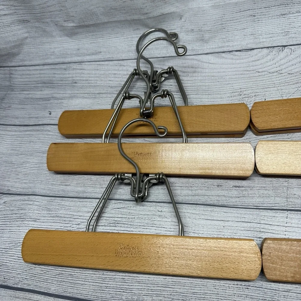 Lot Of 6 Setwell Wooden Pants Hangers